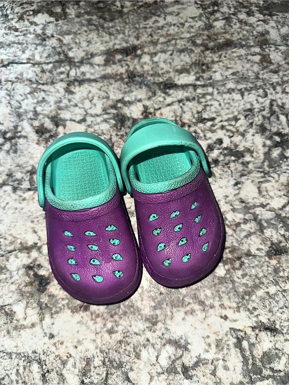 Crocs Kids' Classic Clog Purple & Green Baby US 5